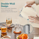 HOMCOM Polished Retro 40-100C Kettle and Toaster Set - Cream