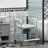 HOMCOM 3-in-1 Shower Commode Wheelchair, with Wheels - Grey