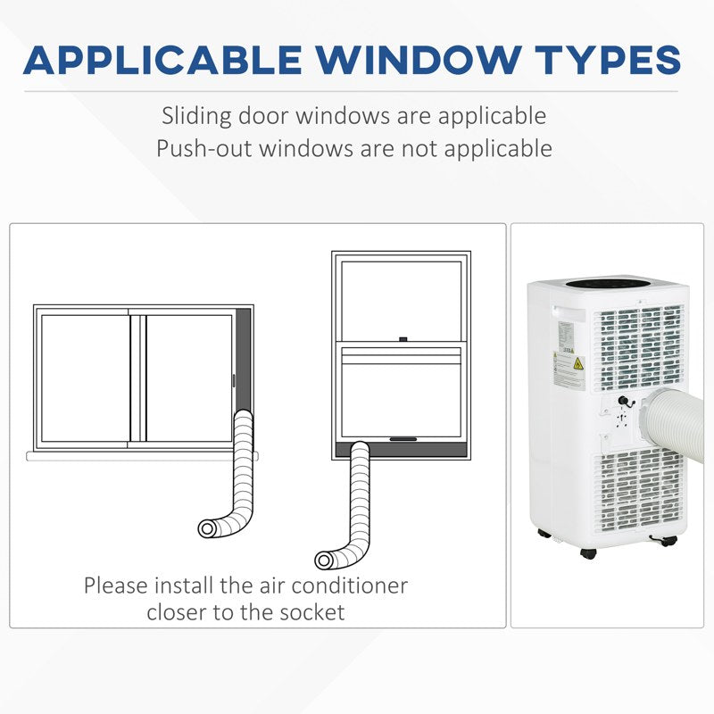 HOMCOM 10000 BTU Air Conditioning Unit, 3-in-1 Portable Air Conditioner, Dehumidifier, Cooling Fan with Remote Control, Digital Display, 2 Speeds, 24H Timer, Window Venting Kit, 22m2