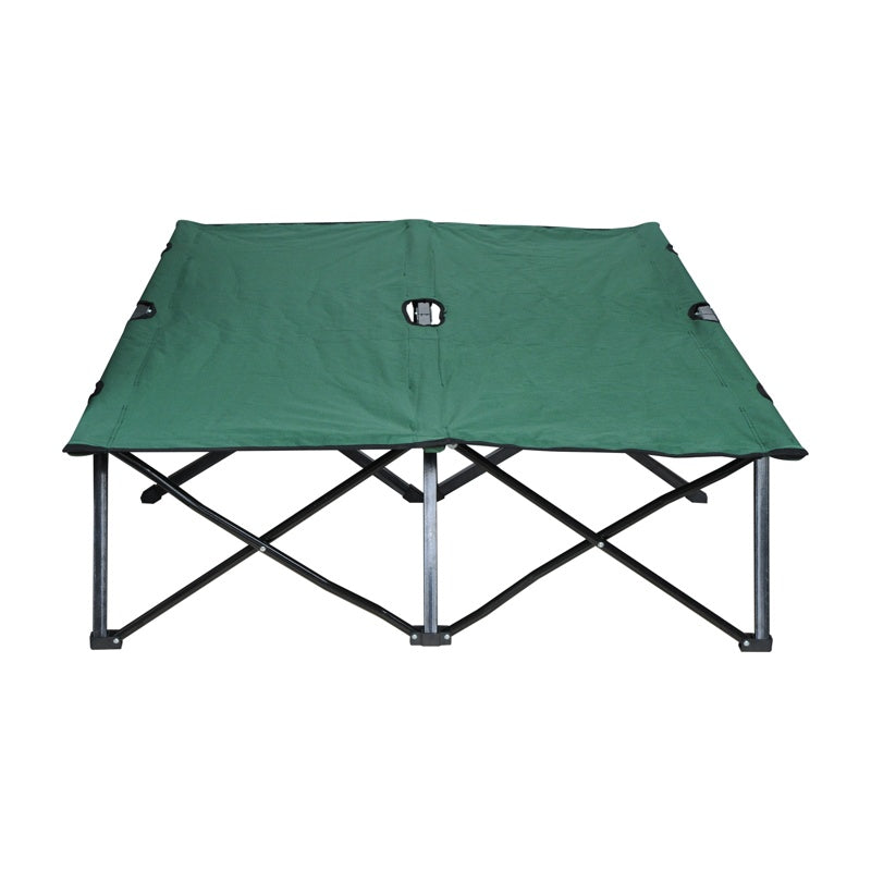 Outsunny Double Camping Cot Bed, with Bag - Green