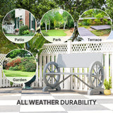 Outsunny Fir Wood 2-Seater Outdoor Garden Wagon Wheel Bench, Grey