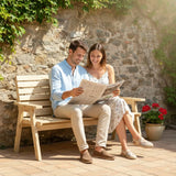 Outsunny Fir Wood Convertible 2 to 3 Seater Outdoor Garden Bench, Natural Wood Finish
