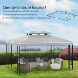 Outsunny Gazebo Roof Replacement, for 3 x 4m Frames - Light Grey