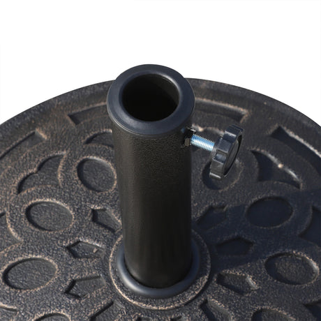 Outsunny 14kg Round Garden Parasol Base Holder Decorative Resin Market Umbrella Stand with Adjustable Coupler, Bronze