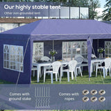 Outsunny 3 x 6m Pop Up Gazebo, Height Adjustable Marquee Party Tent with Sidewalls and Storage Bag, Blue