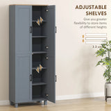 HOMCOM Freestanding Kitchen Cupboard, 4-Door Storage Cabinet with Adjustable Shelves, Modern Kitchen Pantry for Dining Room, 170cm, Grey Wood Effect