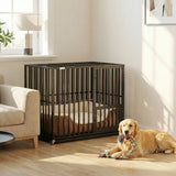 PawHut Heavy Duty Dog Crate, Dog Cage with Wheels for Small Medium Breeds, Metal Pet Kennel with Removable Tray