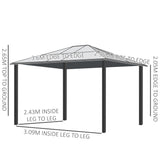 Outsunny 3 x 3.6(m) Hardtop Gazebo Canopy with Polycarbonate Roof and Aluminium Frame, Garden Pavilion with Mosquito Netting and Curtains, Brown