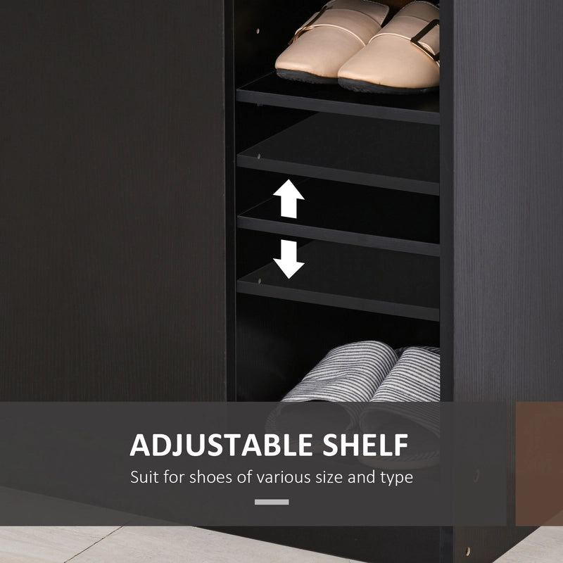 HOMCOM Shoe Storage Cabinet with Adjustable Shelves - Black