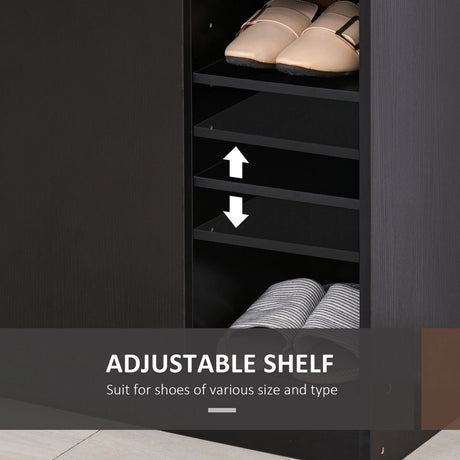 HOMCOM Shoe Storage Cabinet with Adjustable Shelves - Black