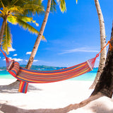 Outsunny Cotton Hammock Soft Portable Swing Sleeping w/ Headrest & Side Pocket Deluxe Swing Chair for Beach, Yard, Bedroom, Patio, Porch, Indoor, Outdoor,270 x 80 cm