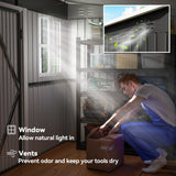 Outsunny 8.5 x 6ft Storage Shed Galvanised Steel Garden Shed, Metal Shed with Foundation Kit, Window, Lockable Wide Doors and Air Vents for Outdoor Patio, Dark Grey