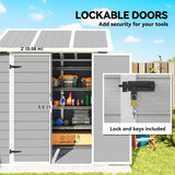 Outsunny 6 x 6ft Garden Shed with Floor, Window, Lockable Doors and Vents, Wood Effect Resin Tool Shed for Outdoor Patio, Grey
