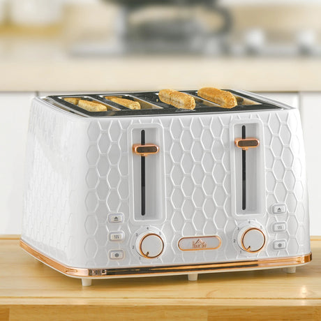 HOMCOM Four-Slice Honeycomb Toaster - White