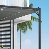 Outsunny 3 x 2.8m Metal Pergola, with Retractable Fabric Roof - Grey