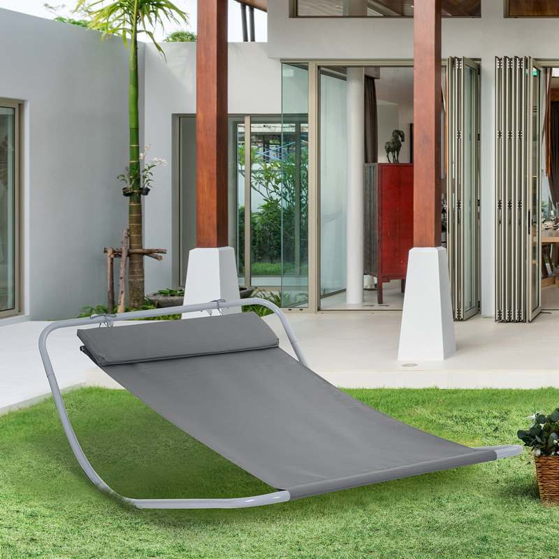 Outsunny Rocking Swing Relaxing Day Bed Outdoor Single Sun Lounger Hammock - Grey