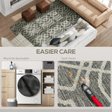 HOMCOM UV Resistant Indoor & Outdoor Area Rug, Easy-Cleaning Machine Washable Rug with Geometric Pattern for Patio, Garden, Kitchen, Bathroom or Living Room, 230 x 160 cm, Grey