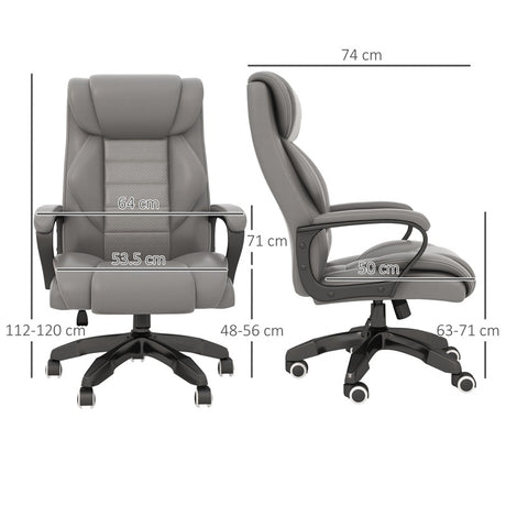 Vinsetto High Back Executive Office Chair 6- Point Vibration Massage Extra Padded Swivel Ergonomic Tilt Desk Seat, Grey