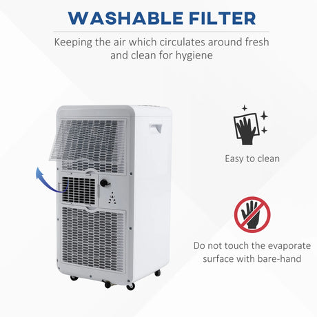 HOMCOM 10000 BTU Air Conditioning Unit, 3-in-1 Portable Air Conditioner, Dehumidifier, Cooling Fan with Remote Control, LED Display, 2 Speeds, 24H Timer, Window Venting Kit, 30m2