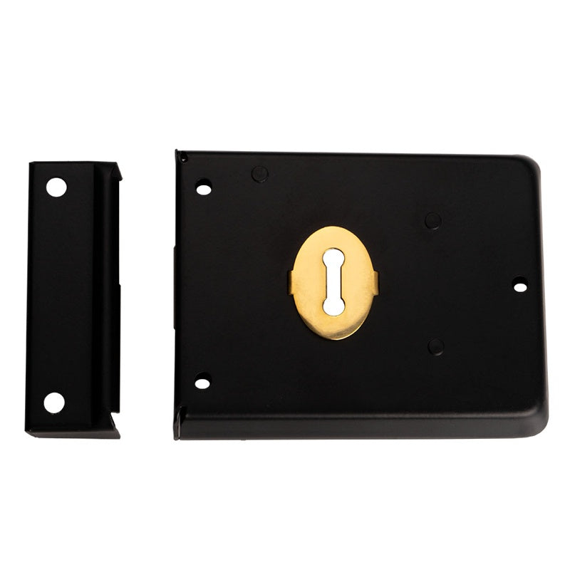 4X3" DUAL HANDED RIM DEADLOCK C/W 2 KEYS - BLACK JAPANNED - EACH