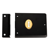 4X3" DUAL HANDED RIM DEADLOCK C/W 2 KEYS - BLACK JAPANNED - EACH