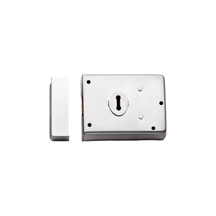 4X3" DUAL HANDED RIM DEADLOCK C/W 2 KEYS - SATIN CHROME - EACH