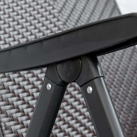 Outsunny Set of Two Folding Garden Chairs, with Seven-Position Adjustable Backs - Brown