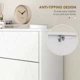 HOMCOM Two Flip Drawer Narrow Shoe Cabinet - White