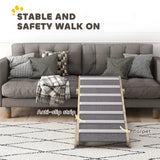 PawHut Dog Ramp for Couch, Adjustable Folding Pet Ramp, 4 Adjustable Height Dog Climbing Ladder, 35/43/47/50 cm Height