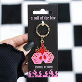 Flaming Dice Keyring