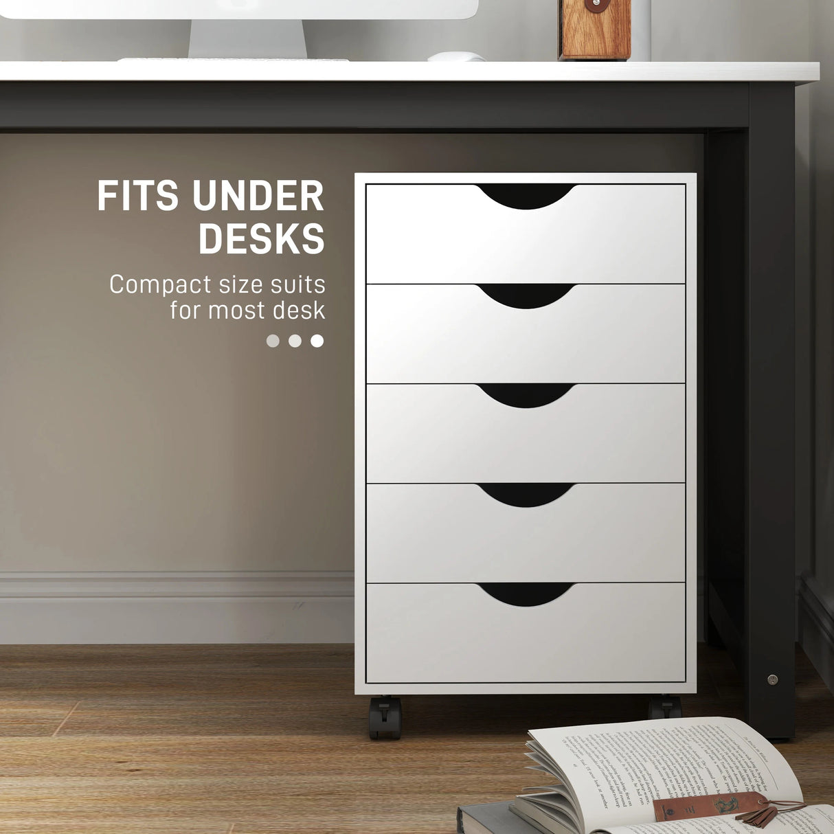 HOMCOM Five-Drawer Filing Cabinet - White
