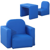 HOMCOM 2 In 1 Toddler Sofa Chair,  48 x 44 x 41 cm, for Game Relax Playroom, Blue