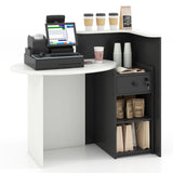 Reception Desk with Lockable Drawer and Adjustable Shelf for Office-Black and White