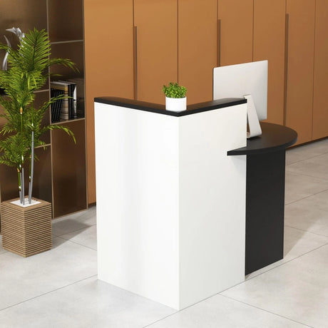 Reception Desk with Lockable Drawer and Adjustable Shelf for Office-Black