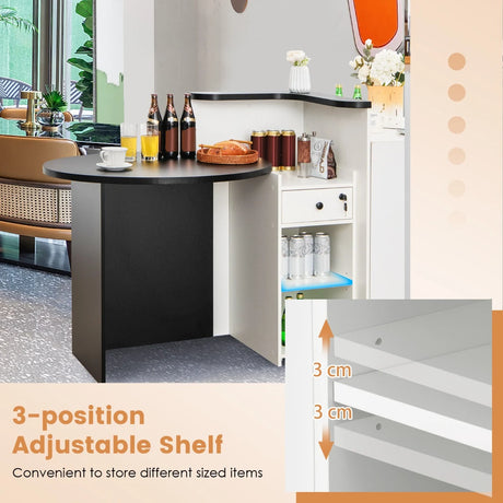 Reception Desk with Lockable Drawer and Adjustable Shelf for Office-Black