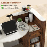 Front Reception Office Desk with Open Shelf and Drawer-Brown & White