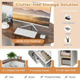 Reception Desk with Lockable Drawer and Adjustable Shelf for Office-Rustic Brown