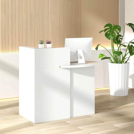 Reception Desk with Lockable Drawer and Adjustable Shelf for Office-White