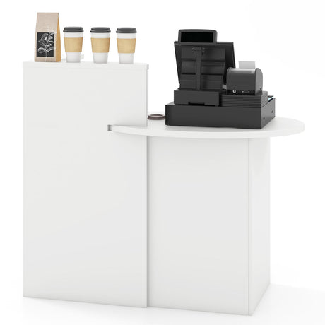 Reception Desk with Lockable Drawer and Adjustable Shelf for Office-White