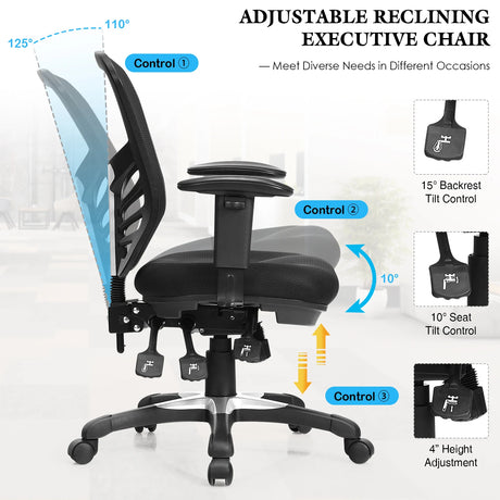Ergonomic Mesh Recliner Chair with Adjustable Backrest for Gaming