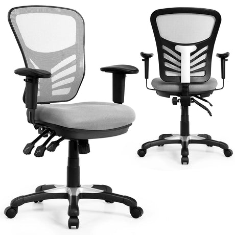 Ergonomic Mesh Office Chair with Adjustable Back Height and Armrests-Gray