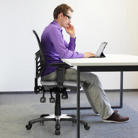 Ergonomic Mesh Office Chair with Adjustable Back Height and Armrests-Gray