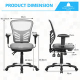 Ergonomic Mesh Office Chair with Adjustable Back Height and Armrests-Gray