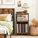Record Player Stand with Built-in Charging Station-Brown