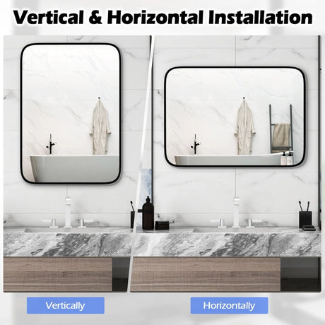 Rectangle Bathroom Mirror with Shatter-Proof Film and Expansion Screws