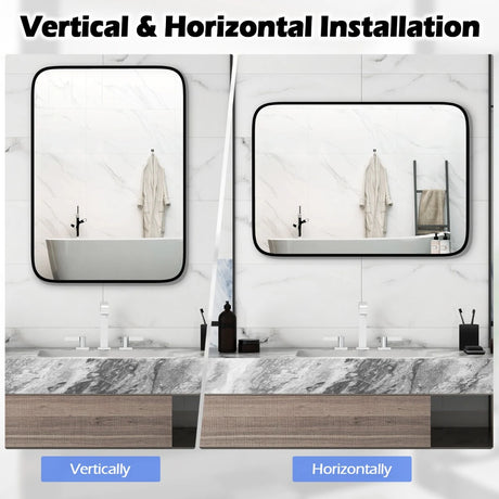 Rectangle Bathroom Mirror with Shatter-Proof Film and Expansion Screws