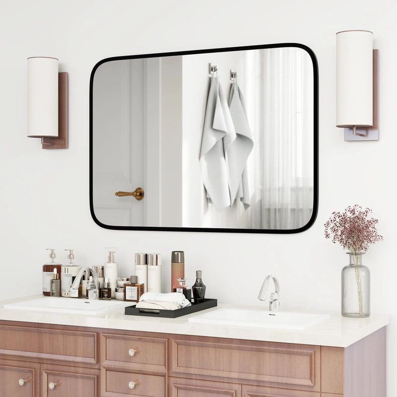 Rectangle Bathroom Mirror with Shatter-Proof Film and Expansion Screws