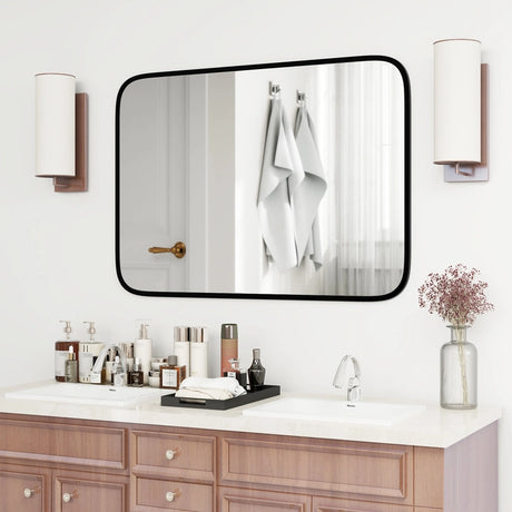 Rectangle Bathroom Mirror with Shatter-Proof Film and Expansion Screws