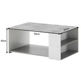 Coffee Table Sofa Side Table with Storage Shelves-Gray