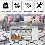 Coffee Table Sofa Side Table with Storage Shelves-Gray